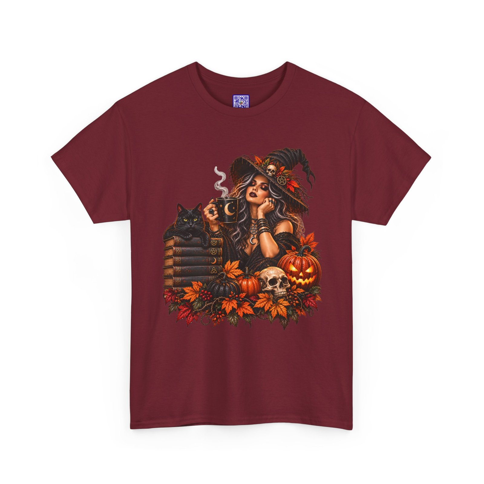 Witch And Black Cat Spooky Halloween T Shirt - Image 14