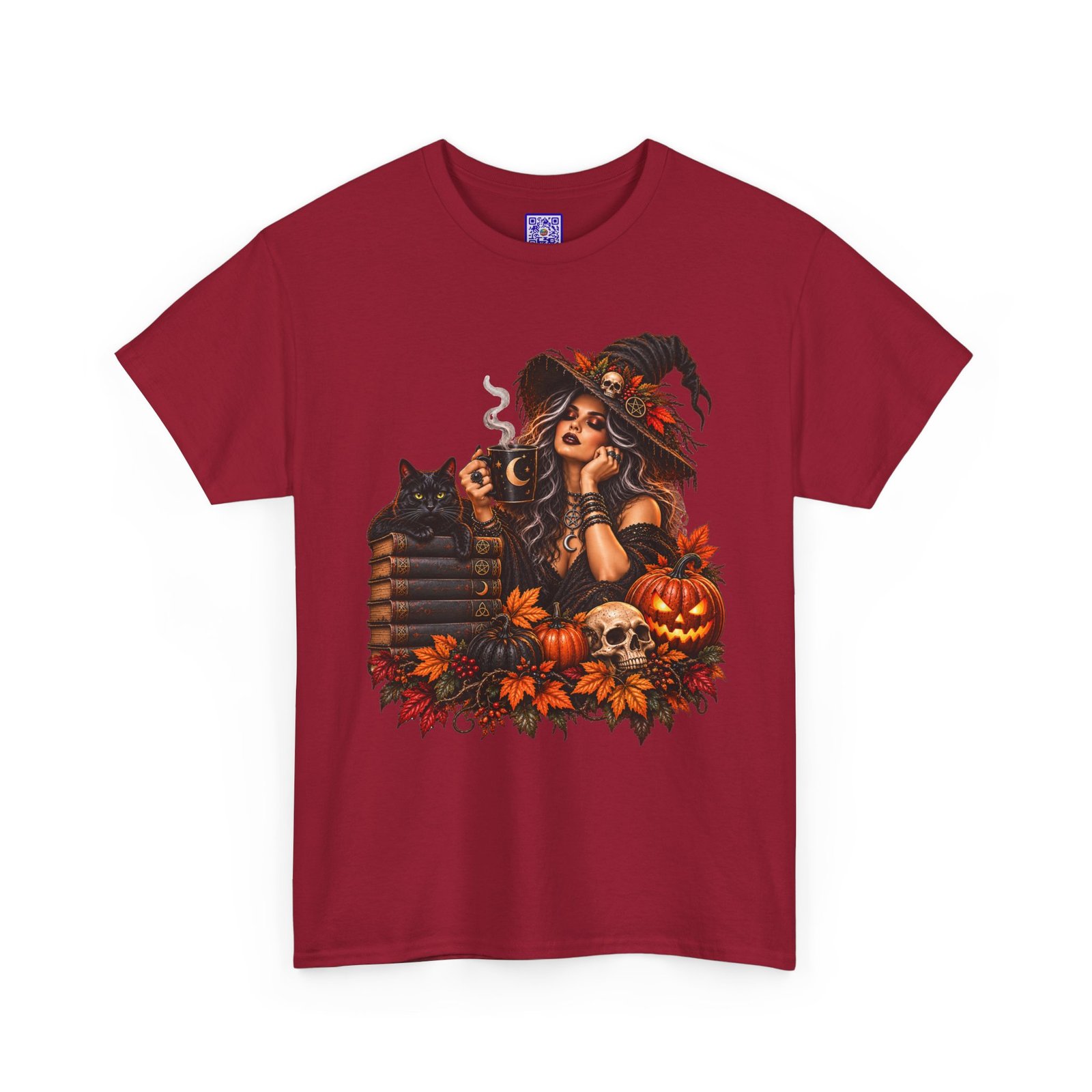 Witch And Black Cat Spooky Halloween T Shirt - Image 12
