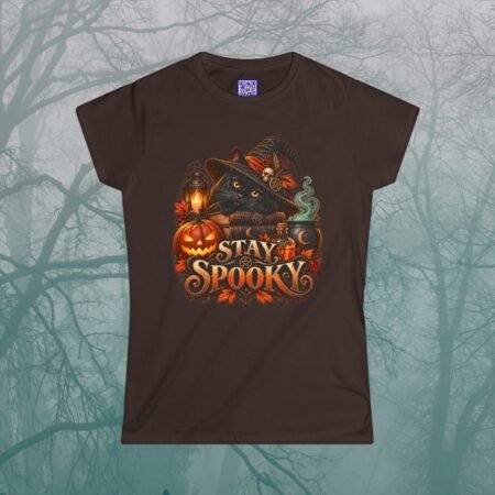 Stay Spooky Black Cat Halloween Softstyle Tee