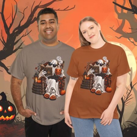 Spooky Ghost Reading Halloween Book Lover T Shirt