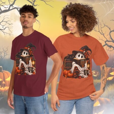 Good Books Spooky Vibes Ghost And Black Cat Halloween T Shirt