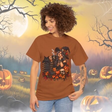 Witch And Black Cat Spooky Halloween T Shirt