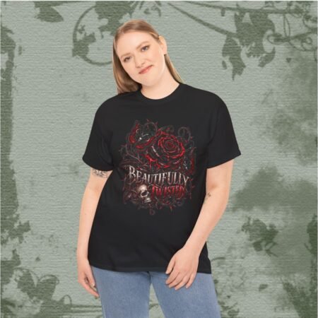 Beautifully Twisted Gothic Rose And Skull T Shirt