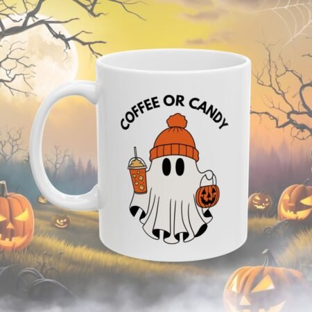 Coffee Or Candy Ghost Halloween Mug