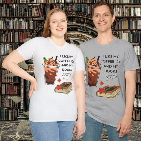 I Like My Coffee Icy And My Books Spicy Funny Reader T Shirt