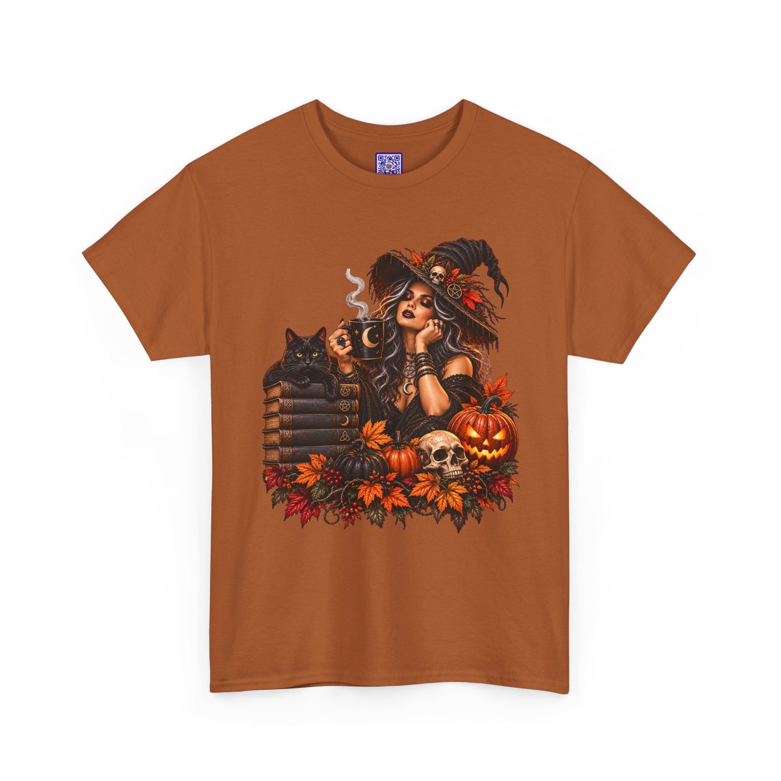 Witch And Black Cat Spooky Halloween T Shirt - Image 8