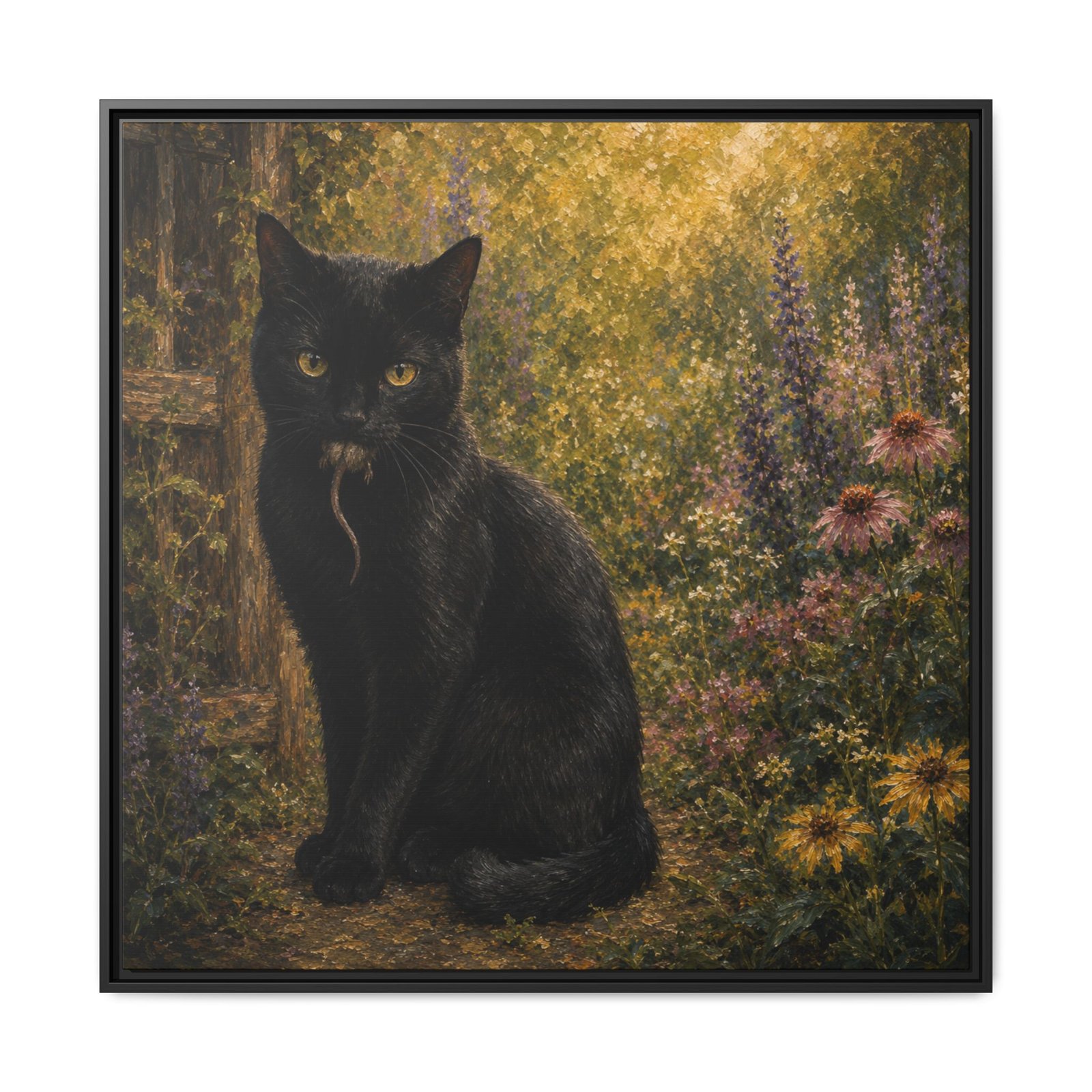 Black Cat In The Garden Framed Matte Canvas Wall Art - Image 85