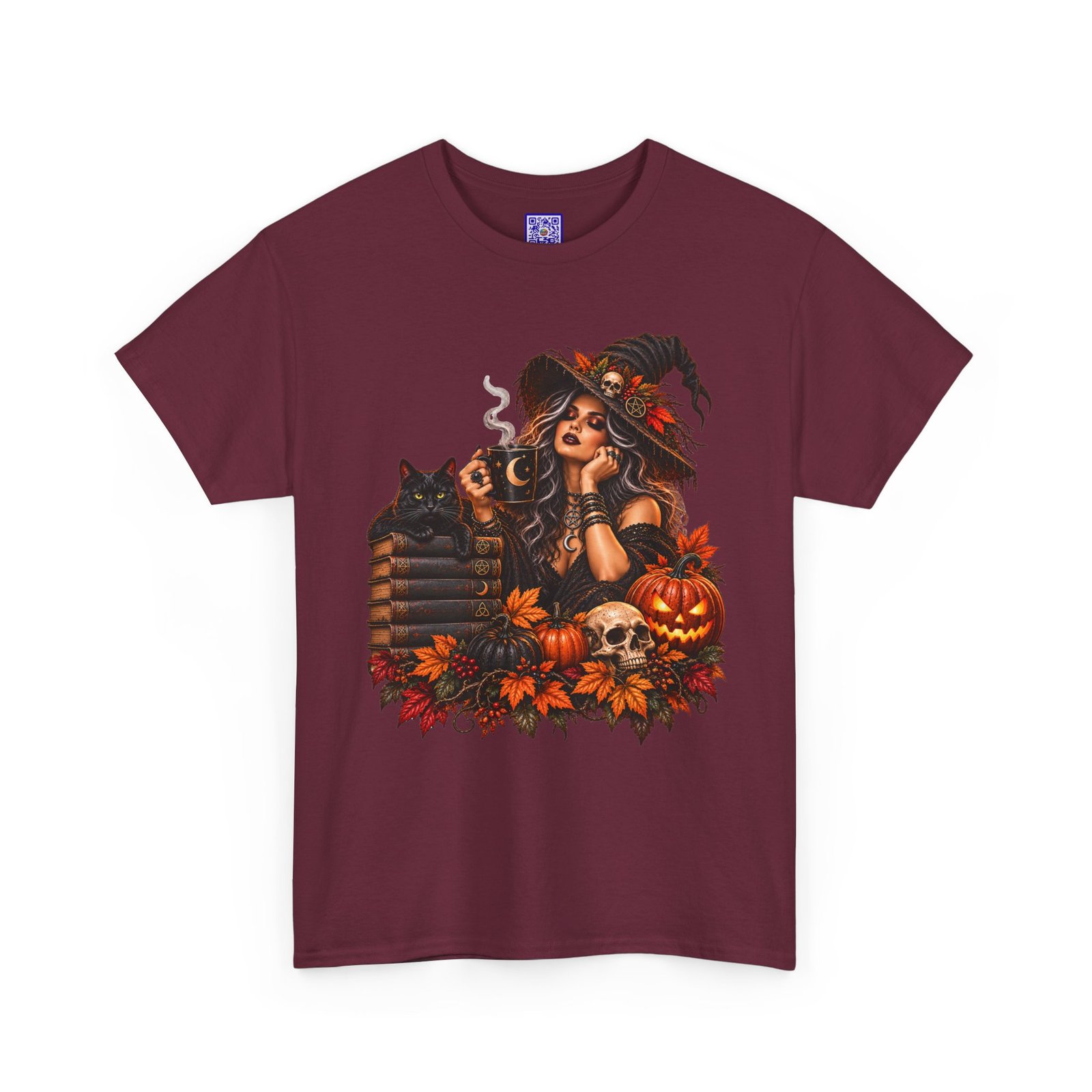 Witch And Black Cat Spooky Halloween T Shirt - Image 10